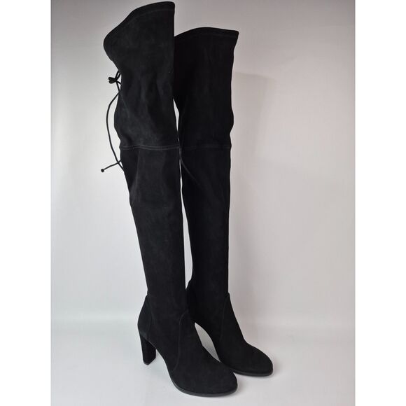 Stuart Weitzman Women's Black Highland Heel Suede Over The Knee Boots Size 11 B - Picture 1 of 7